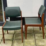 Pair of Scandinavian Teak and leatherette Chairs