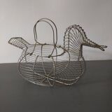 Vintage duck-shaped metal egg basket in very good condition