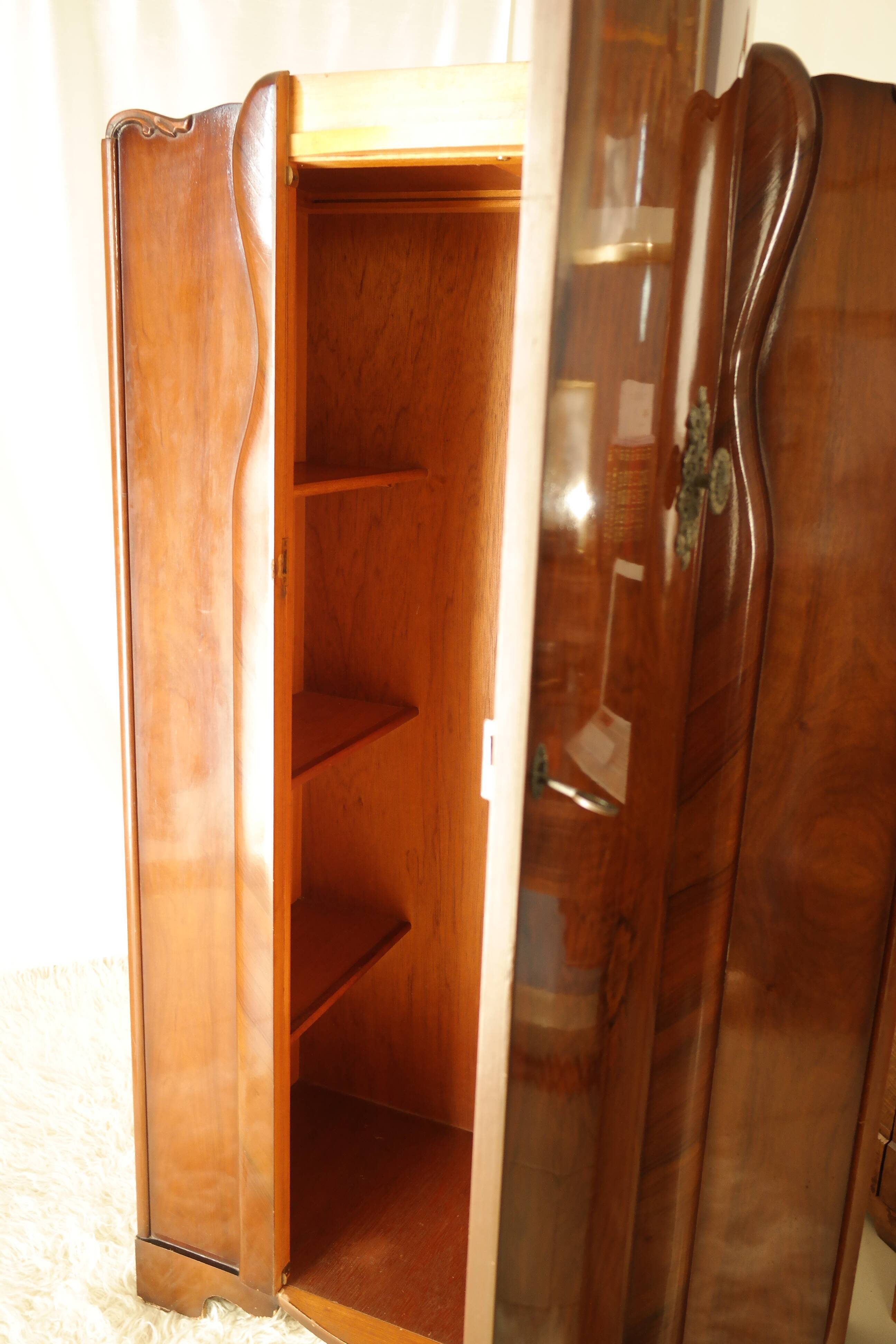 English art deco student wardrobe in walnut