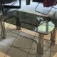 Vintage coffee table in smoked glass and chrome metal, 1970s design.