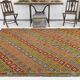 7x9 Yellow Green Handmade Wool Scandinavian Kilim Rug