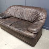 Vintage leather sofa set, 1970s