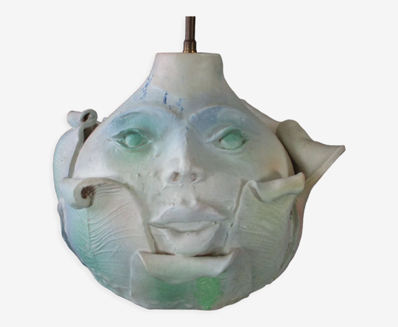 Pied de lampe en céramique signée Peroz anthropomorphe Puisaye