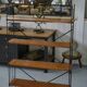 Shelf on legs with 5 teak veneer shelves from 1970.