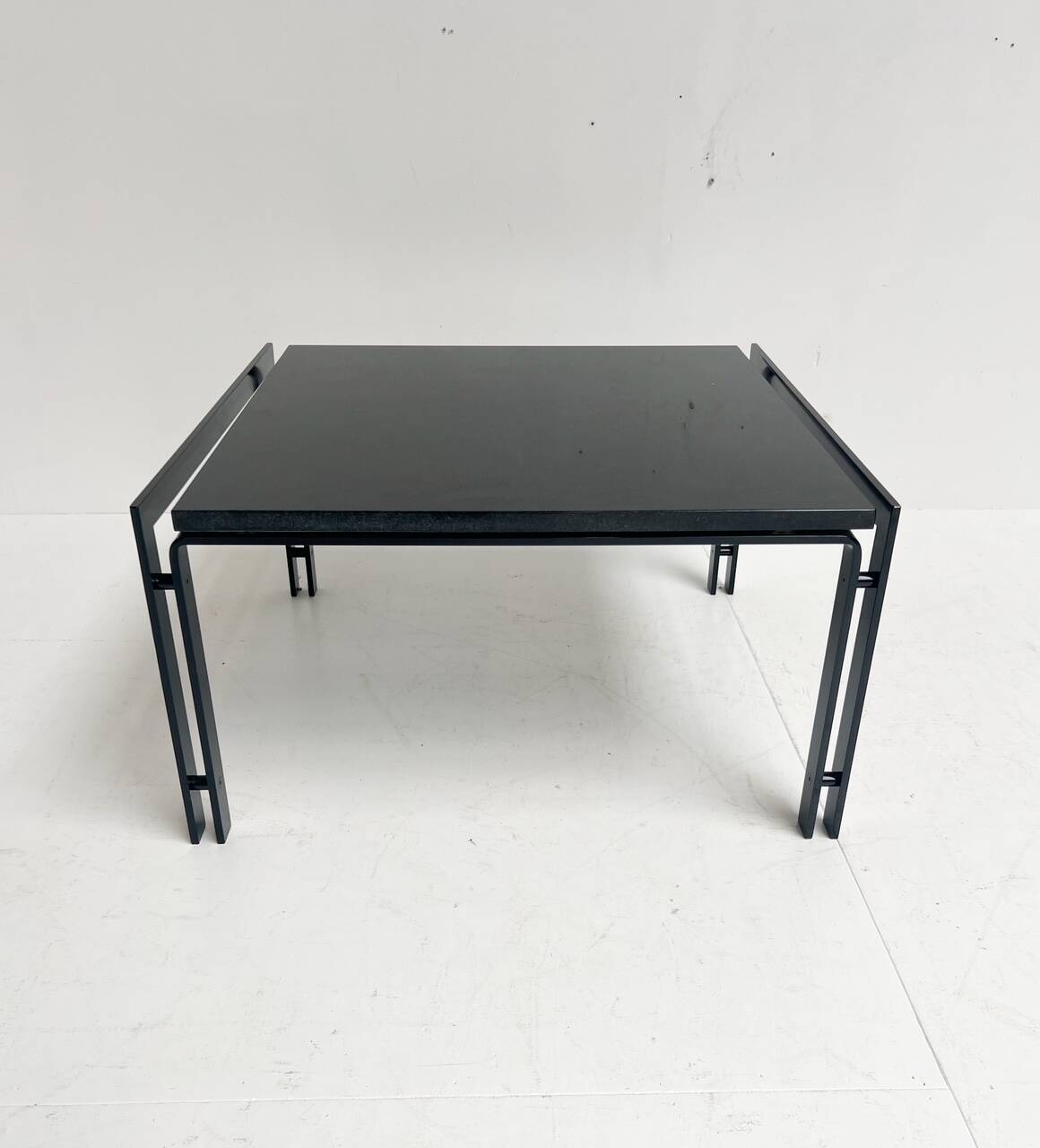 Black granite side table or coffee table from the 1980’s