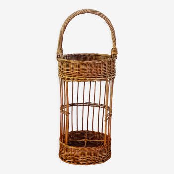 Vintage wicker bar bottle holder