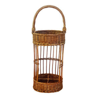 Vintage wicker bar bottle holder