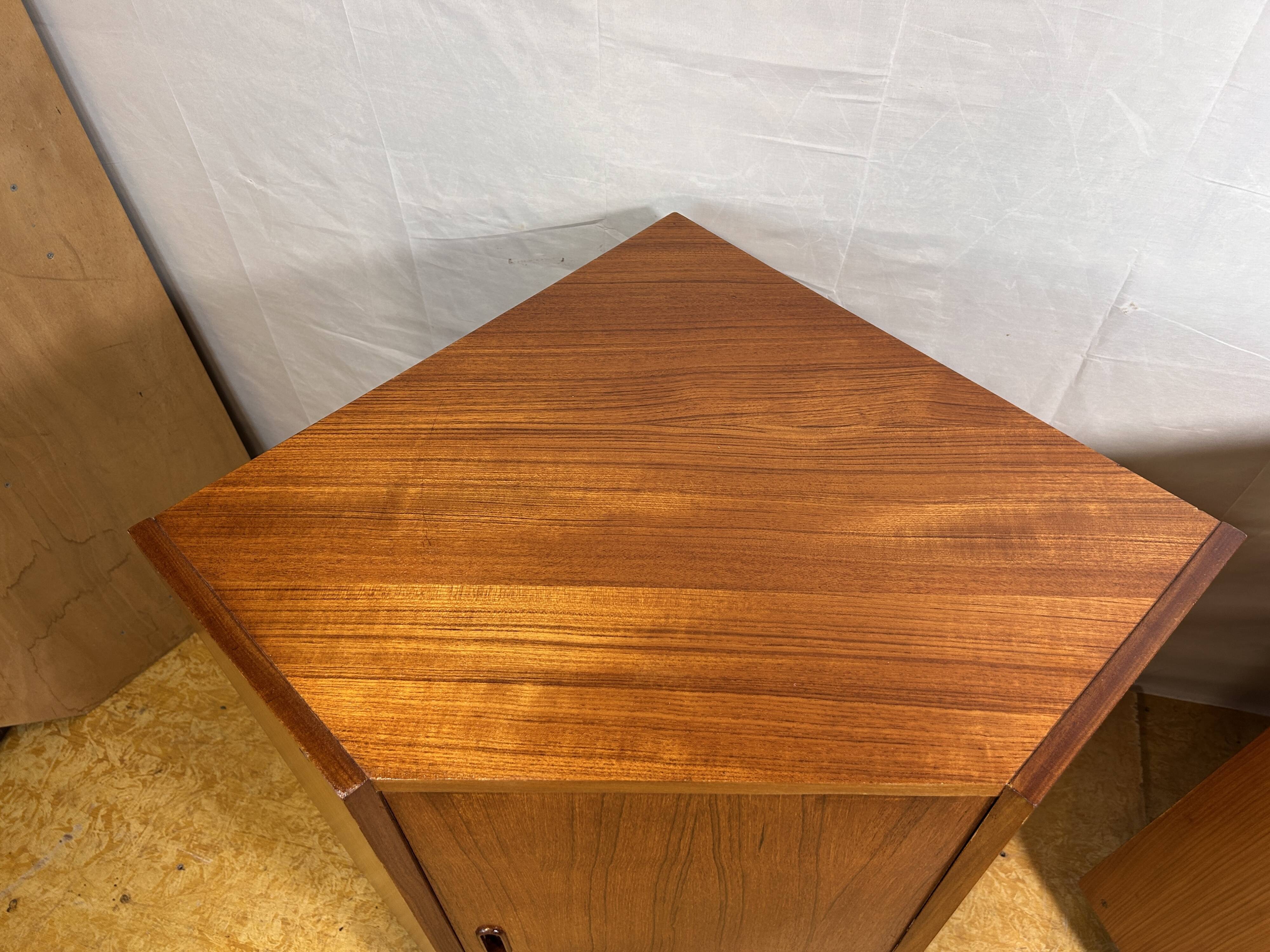 Mid-Century Retro Vintage Teak Pair of Corner Cabinets – 1960s Danish Desig