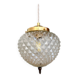 Vintage diamond-point glass globe pendant light