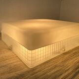 Square holophane ceiling light, industrial style, 1960s