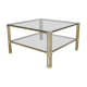 Table basse vintage en verre et laiton éditée par Roche Bobois