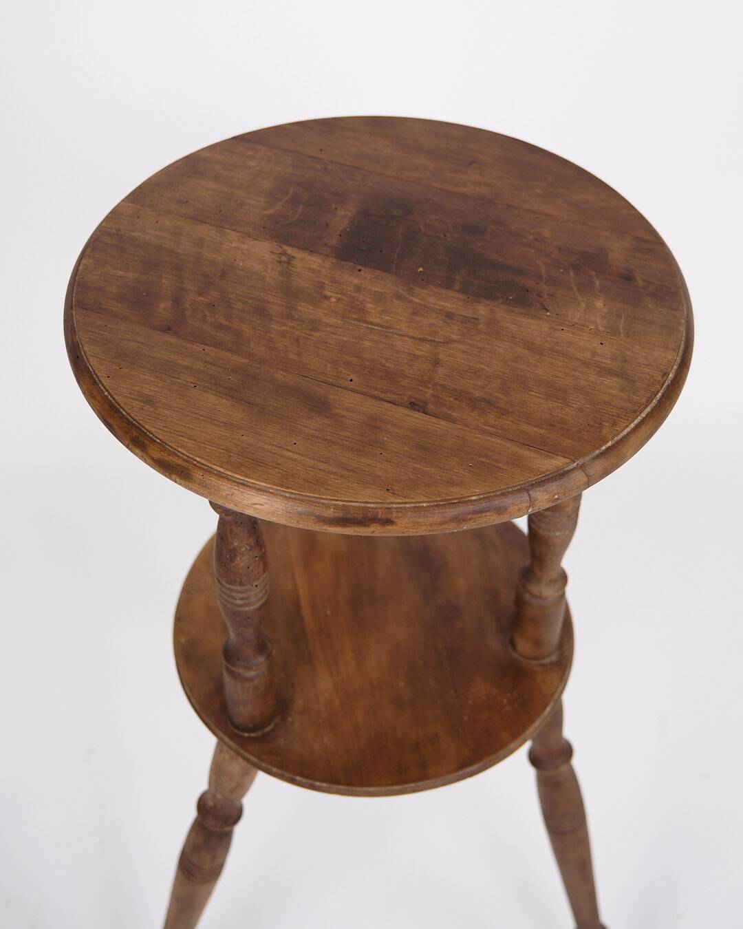 Table d'appoint/fleur - pin - pieds tournés - à deux niveaux - années 1880