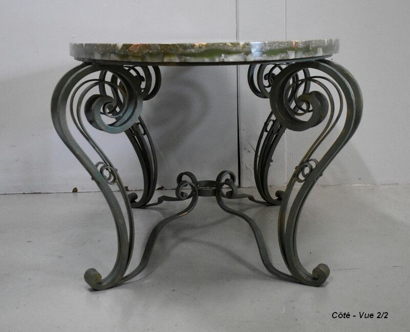 Marble and Forged Iron Low Table - 1950