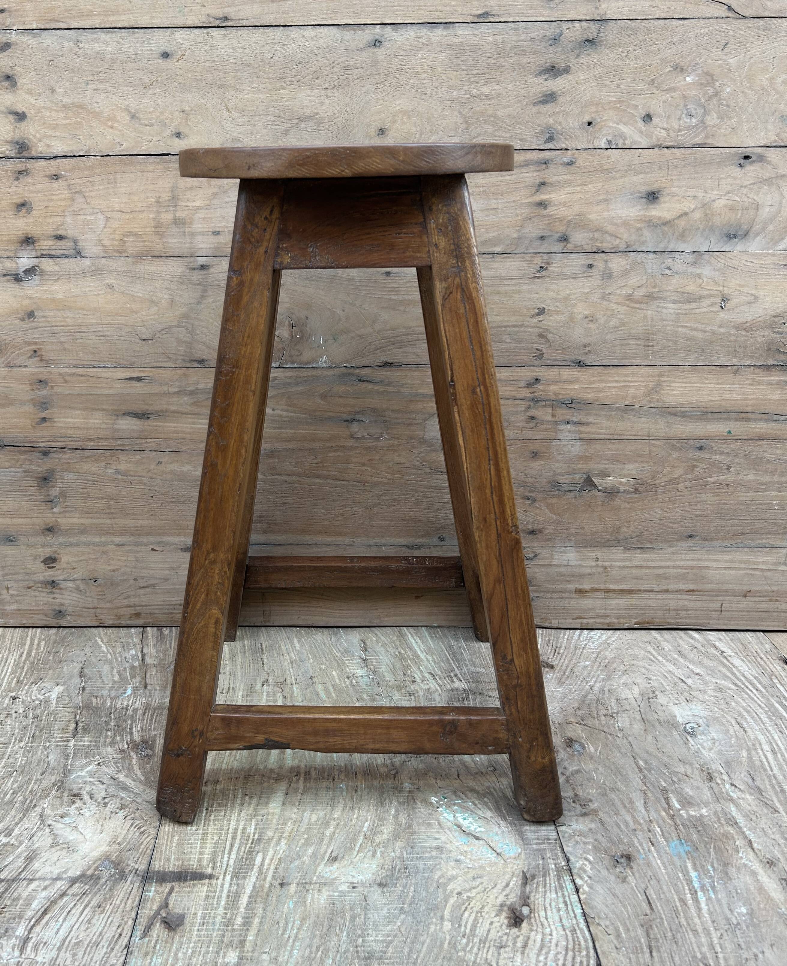 Solid teak workshop stool