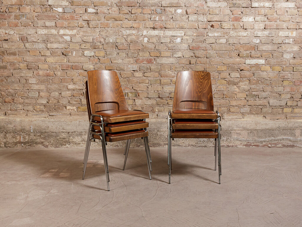 Jomain Baumann chairs, cognac leather seat, circa 1960