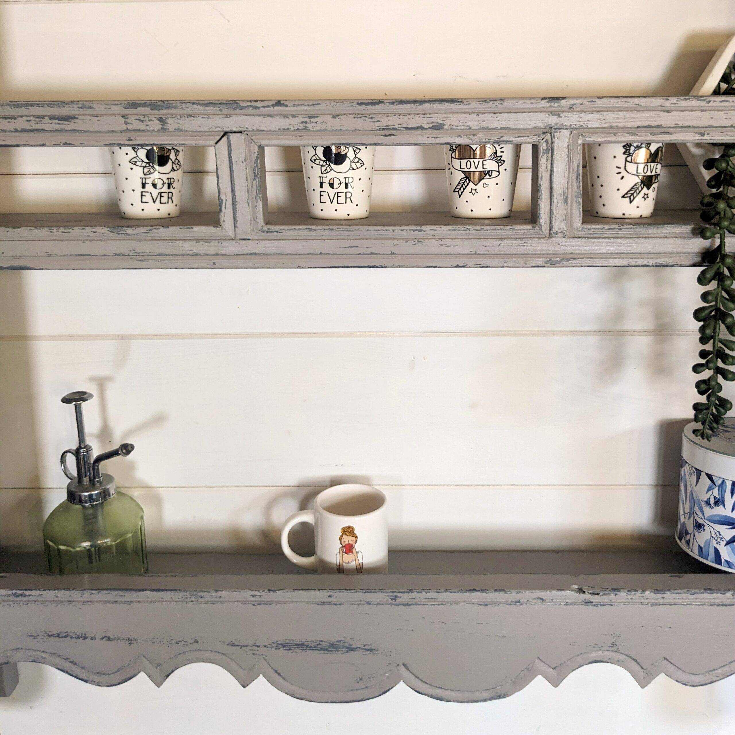 Grey solid wood wall shelf