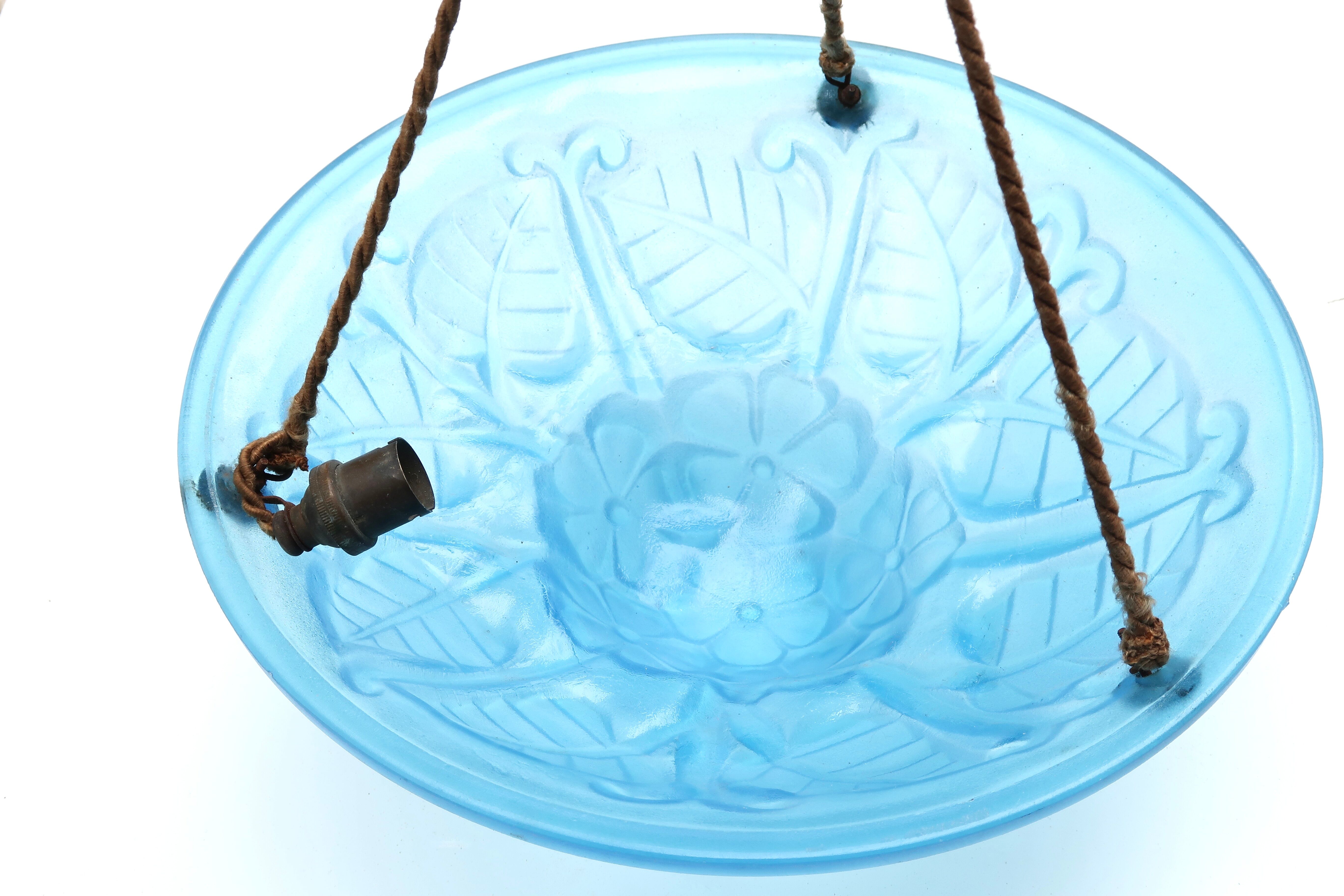 Chandelier art deco Degué in glass 30s