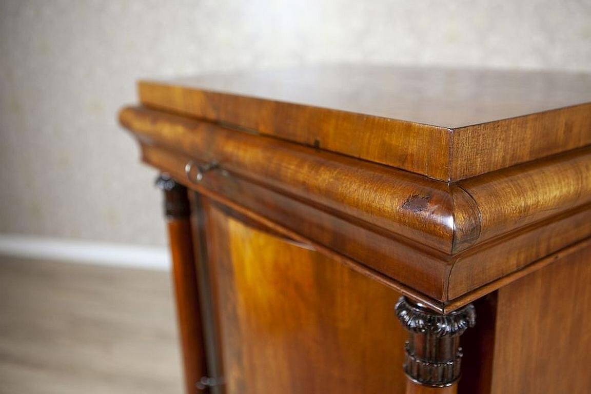 19th-Century Biedermeier Mahogany Wood and Veneer Linen Press