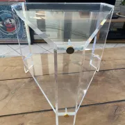 Triangular plexiglass coffee table end table Altuglas David Lange 70