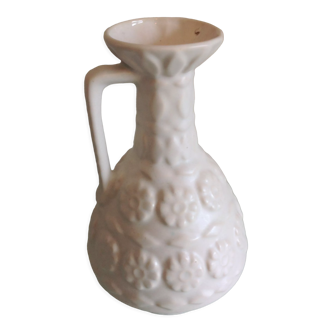 Vase à anse en ceramique blanche par Bay Keramik / vintage années 60-70