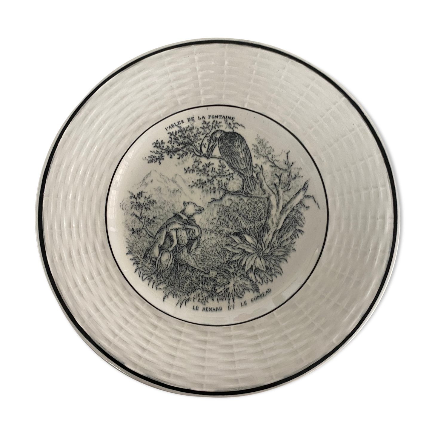 Old talking plate fable of the fountain the fox and the crow digoin sarguemines