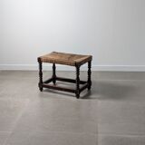 Traditional Spanish rush bench with turned legs, 1940s