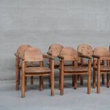 Pine Mid-Century Arm Dining Chairs attr. to Rainer Daumiller (8)