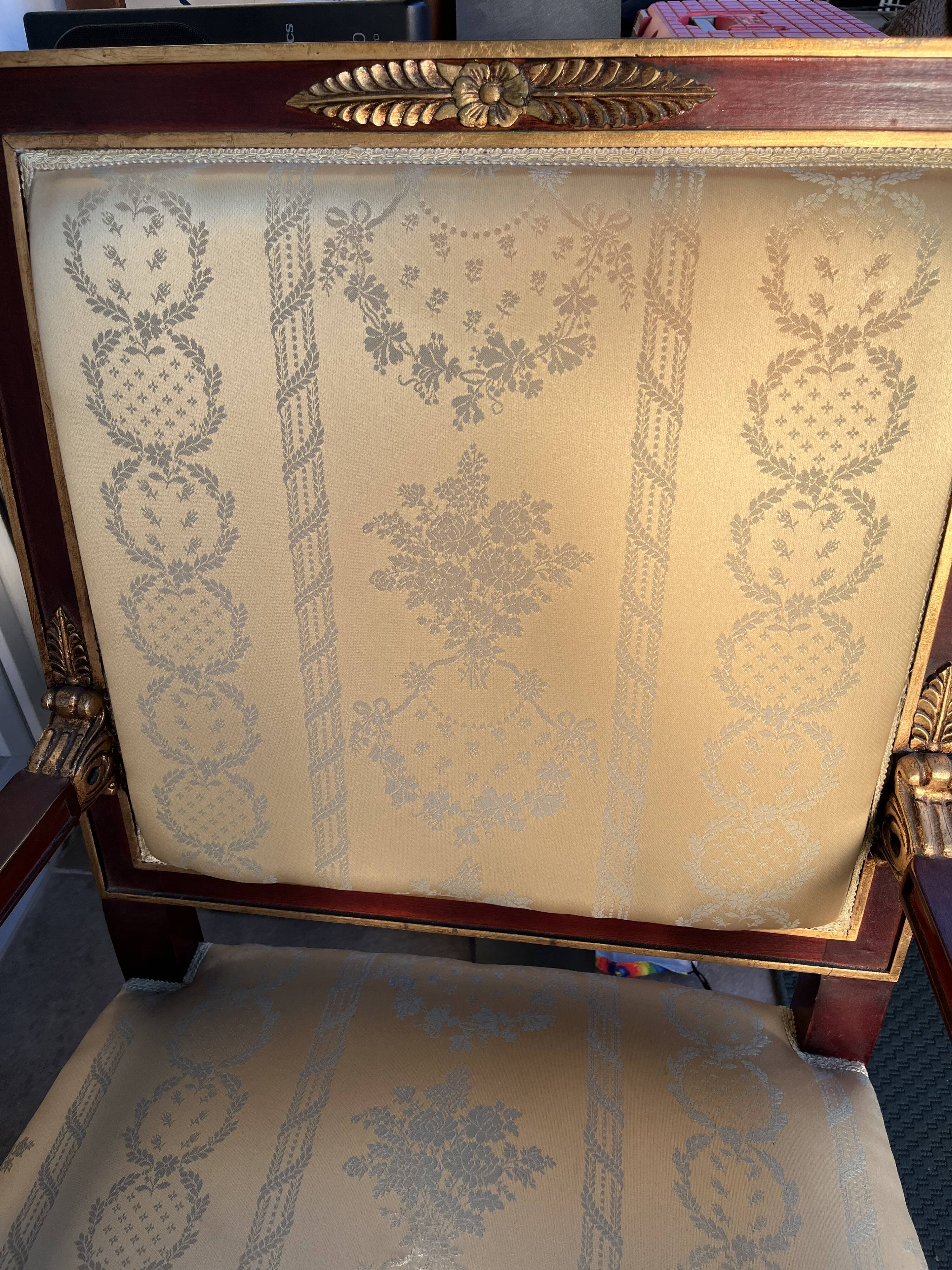 Armchair empire golden satin fabric