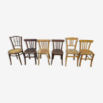 Lot de 6 chaise de bistrot en bois - luterma