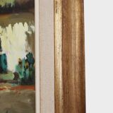 20th Century Belgian Painting of a farm scene with gilded wooden frame