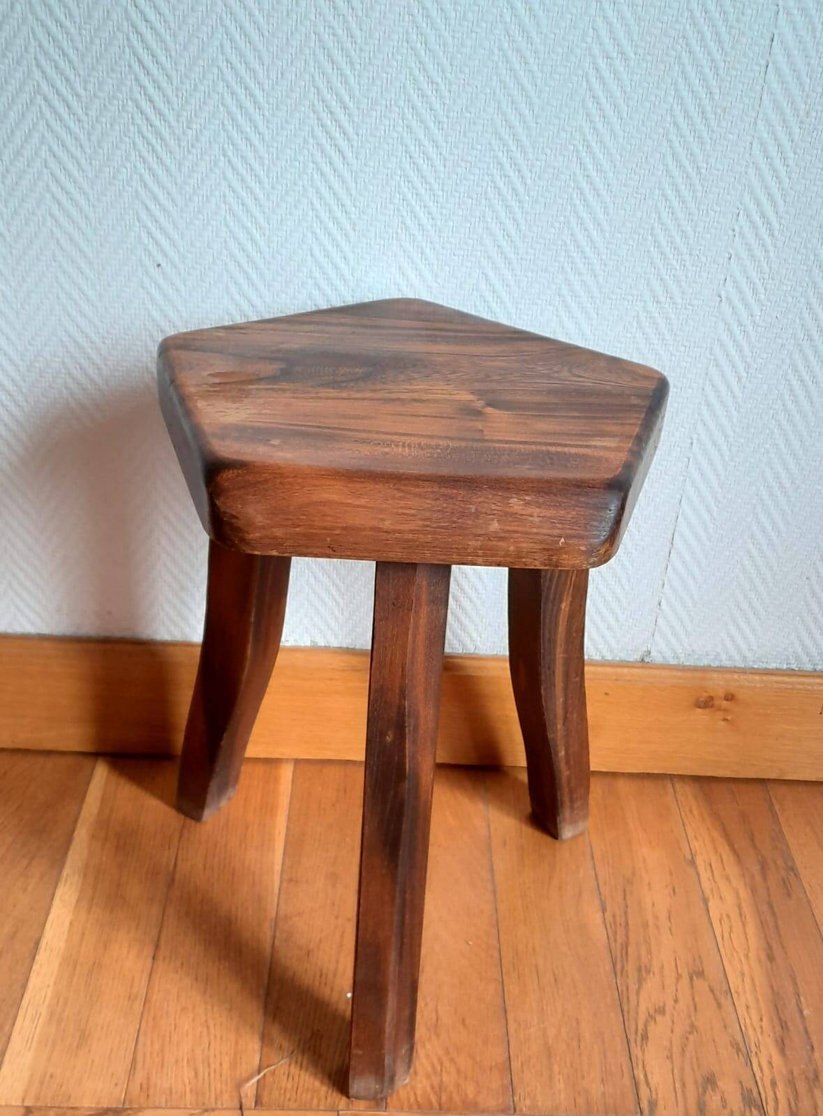Brutalist wooden tripod stool