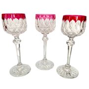 3 Baccarat Crystal Wine Glasses - Juvisy Red Model