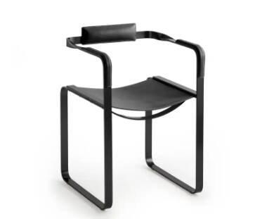 Armchair, smoked black steel colour and navy blue seat, contemporary style.