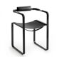 Armchair, smoked black steel colour and navy blue seat, contemporary style.