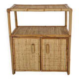Italian Bamboo and Rattan Cabinet or Bed Side Table, 1980s