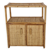 Italian Bamboo and Rattan Cabinet or Bed Side Table, 1980s