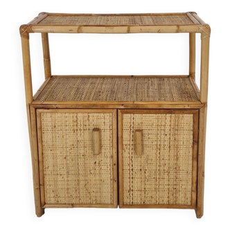Italian Bamboo and Rattan Cabinet or Bed Side Table, 1980s
