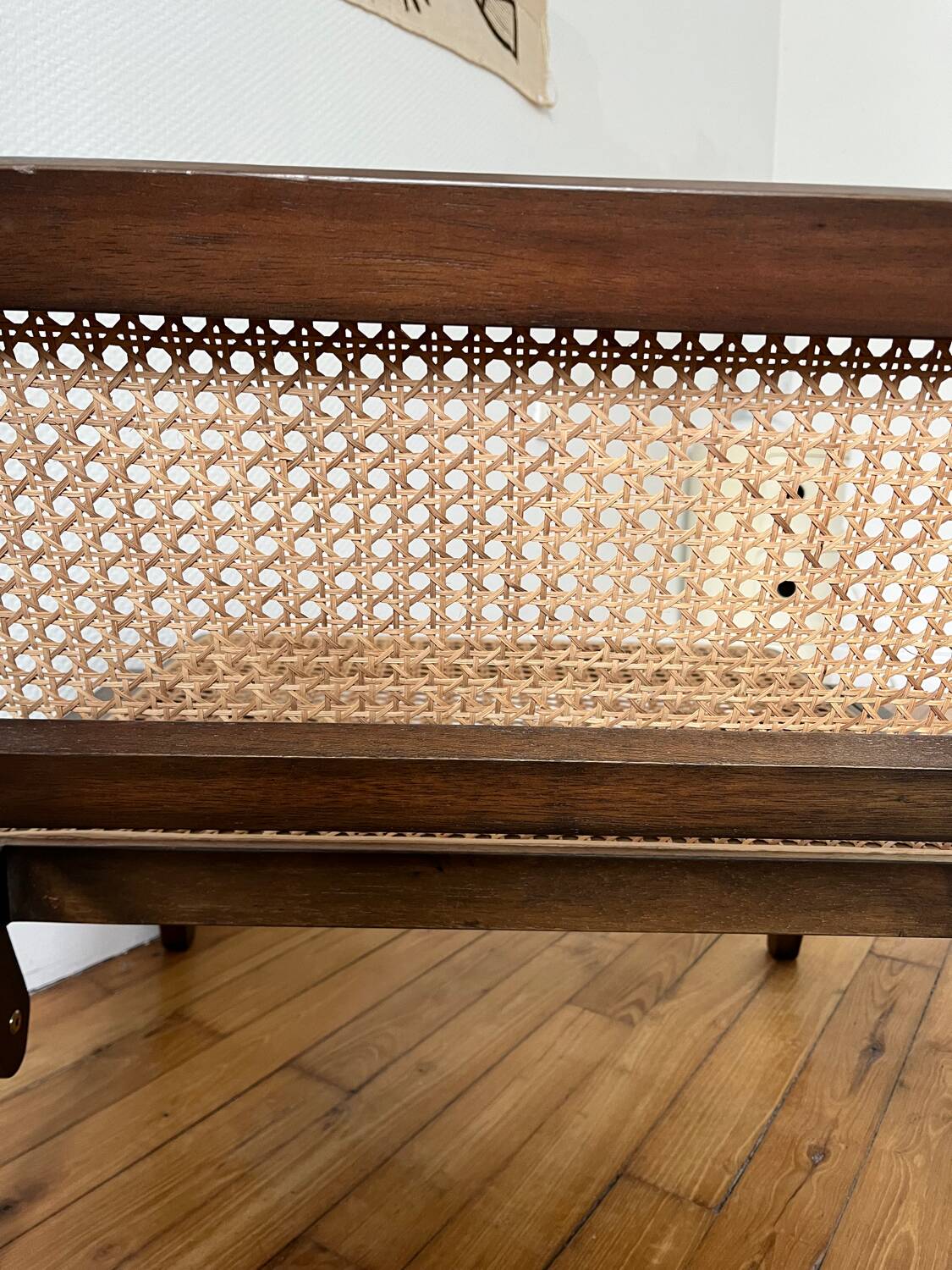 Vintage wooden and cane armchair
