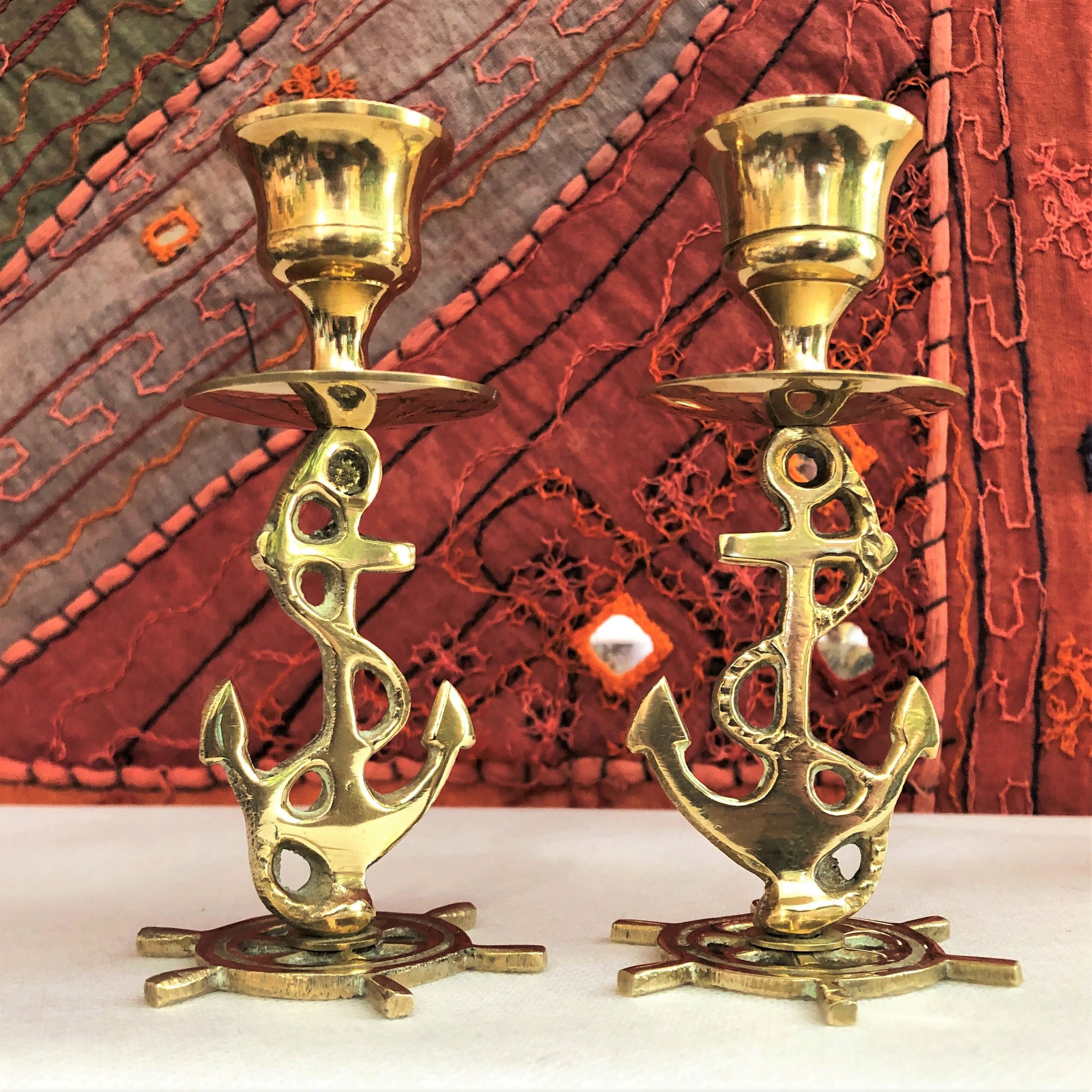 Pair of gilded brass candlesticks