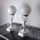 Pair of lamps "Woman with the ball" by Onices Eth 1980