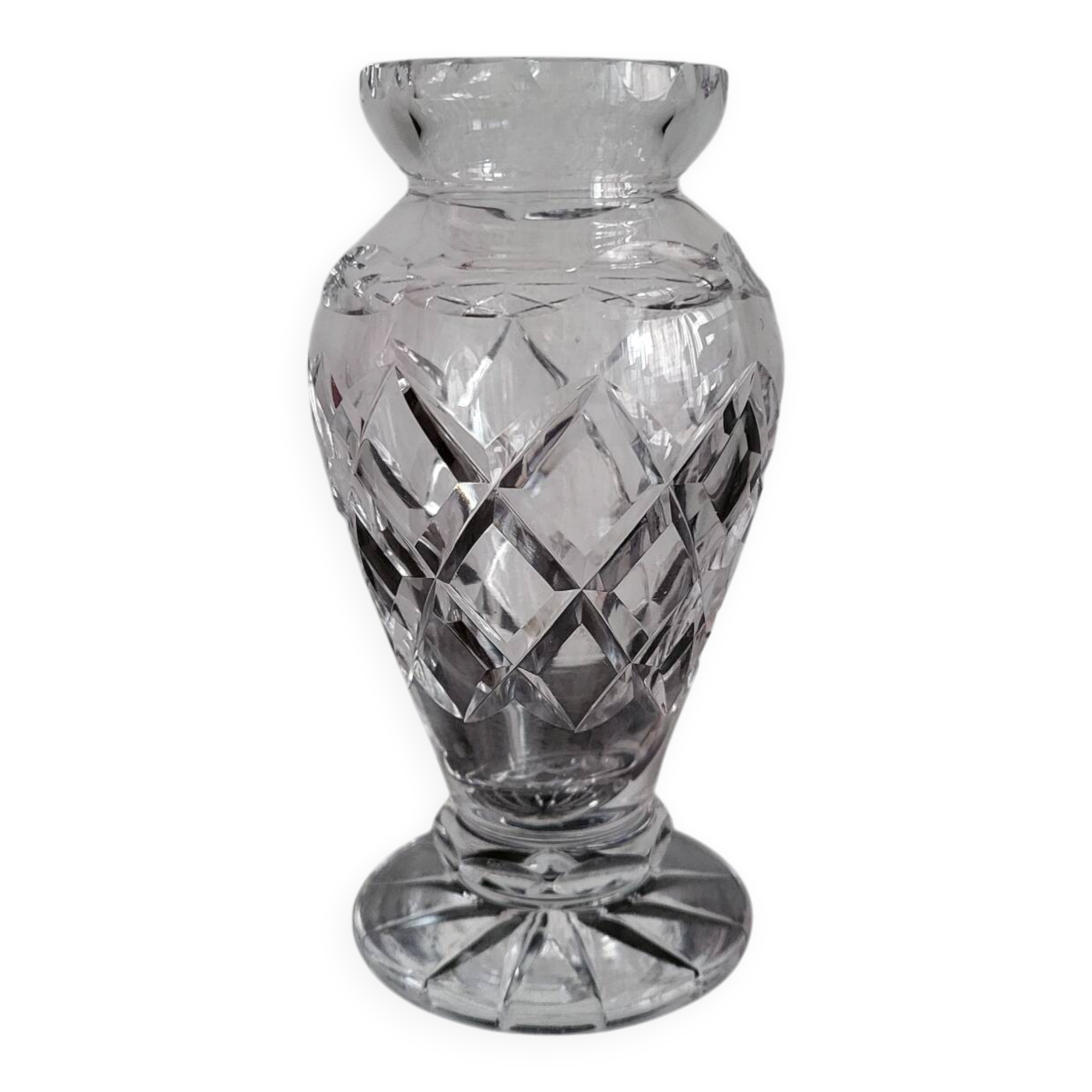 Vintage Bohemian crystal vase in excellent condition.
