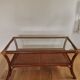 Table basse cannage vintage plateau verre