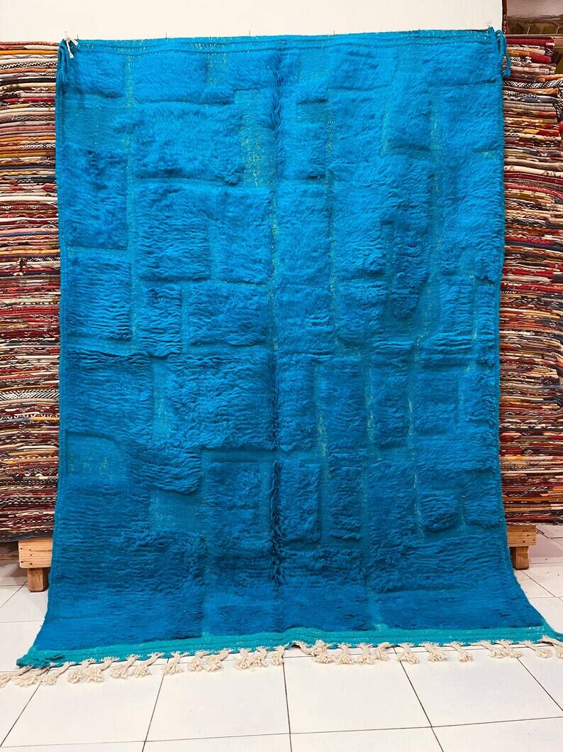 Handmade blue Moroccan rug 200cm x 300cm