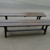 Pair of old solid wood benches