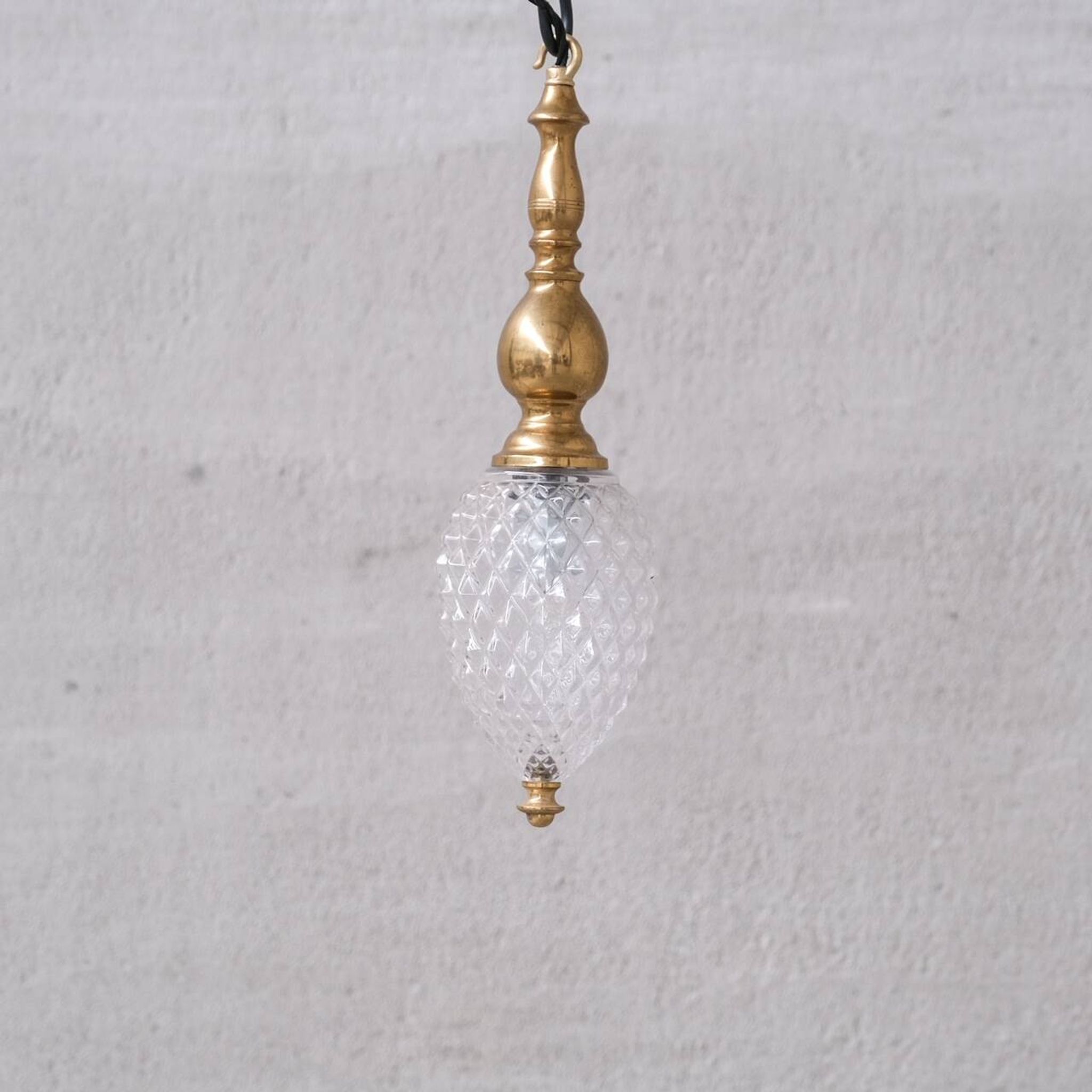 Mid-century brass and glass thin pendant light