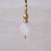 Mid-century brass and glass thin pendant light
