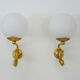 Old pair of wall sconces with carp, brass and globe in white opaline. Year 60