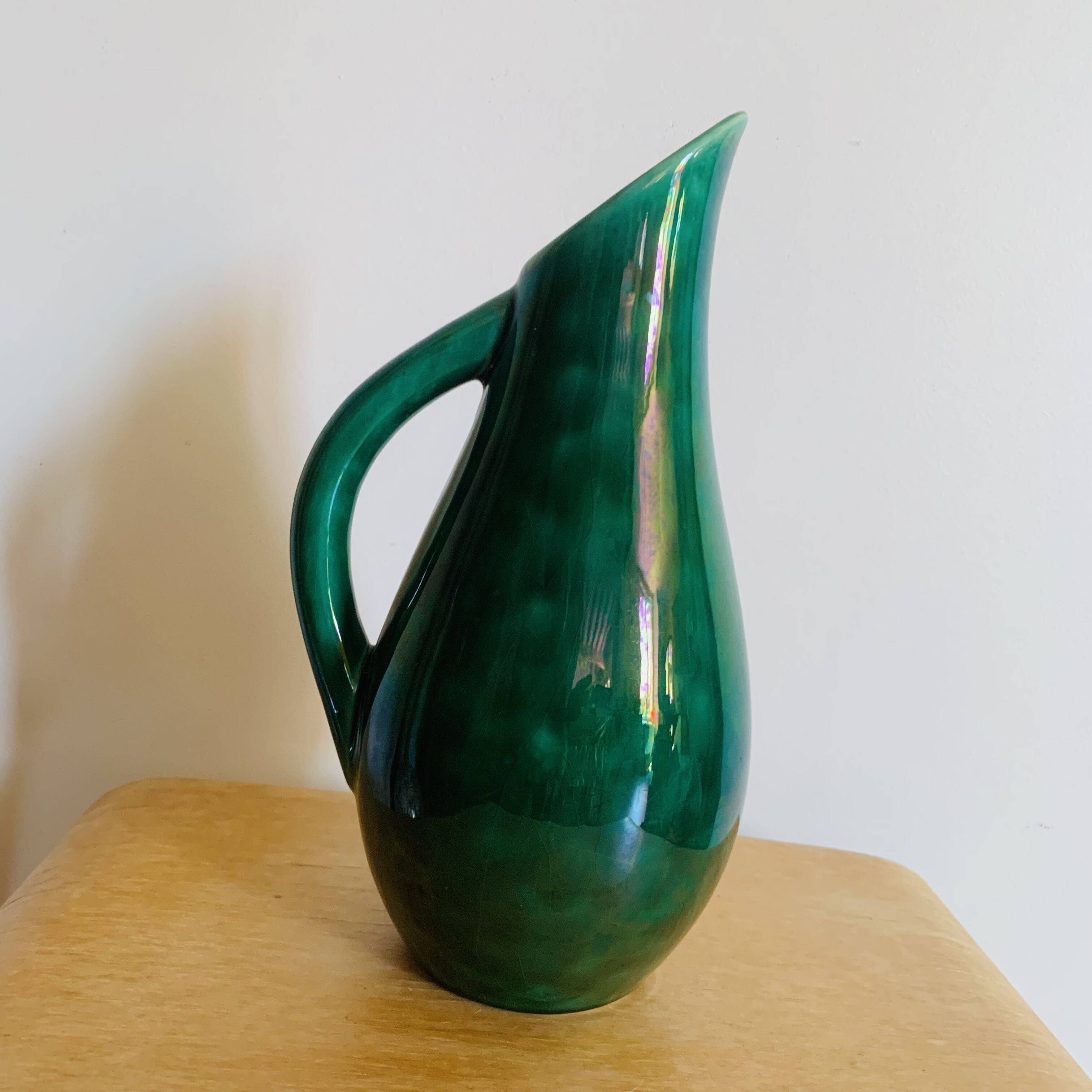 Vintage green glazed ceramic pitcher – Grandjean Jourdan Vallauris