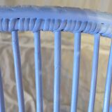 Blue painted rattan armchair