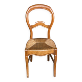 Chaise de bureau bois massif et paille Louis Philippe